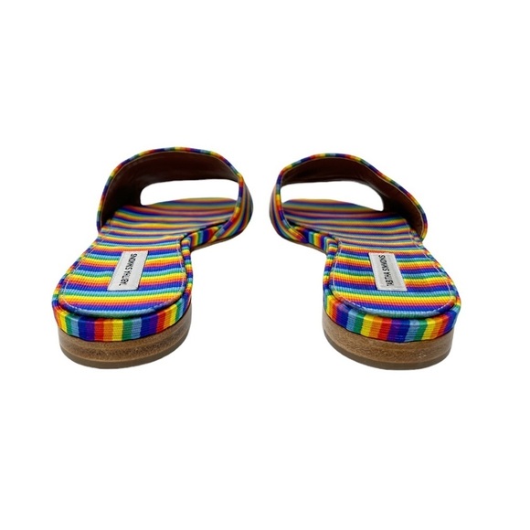 NWOT Tabitha Simmons Sprinkles Rainbow Stripe Slides Size 38 - Picture 8 of 11